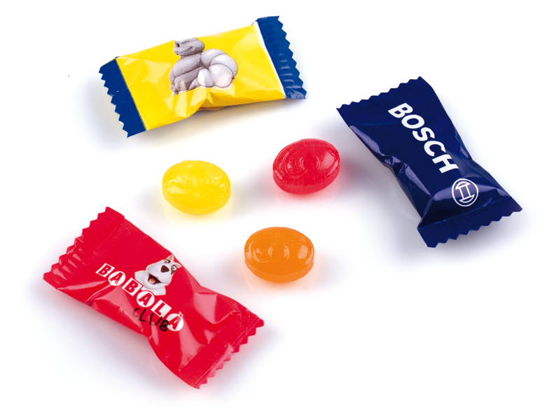 Bonbons flow pack personnalisables - Sachet bonbons publicitaire